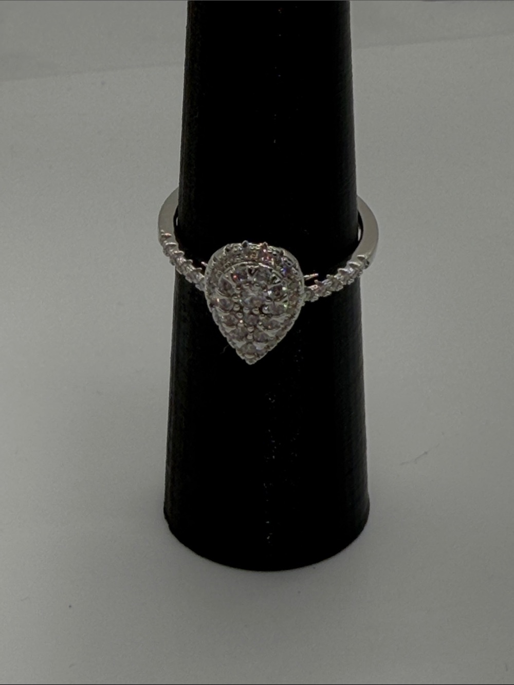 Teardrop Pavé Crystal Ring in Silver size 10